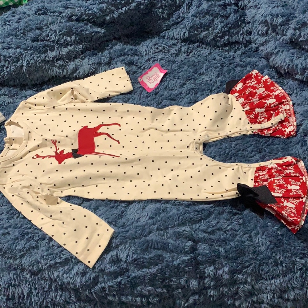 RicRac and ruffles Christmas deer romper